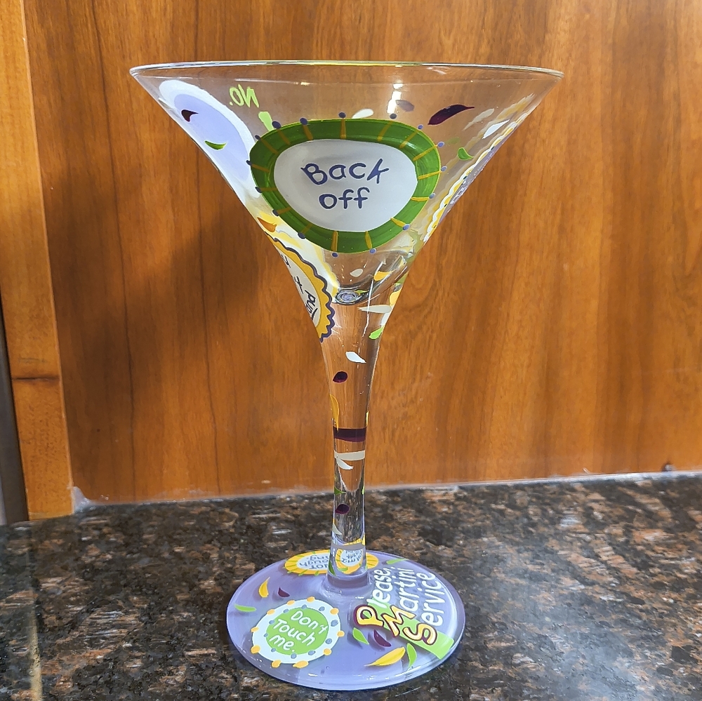 Lolita Hand painted 6oz Martini Glass “ PMS “ Girlfriend Fun Recipe On Bottom VG